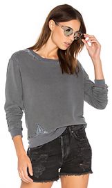 Stateside French Terry Sweatshirt with Lace in Charcoal from Revolve com at Revolve